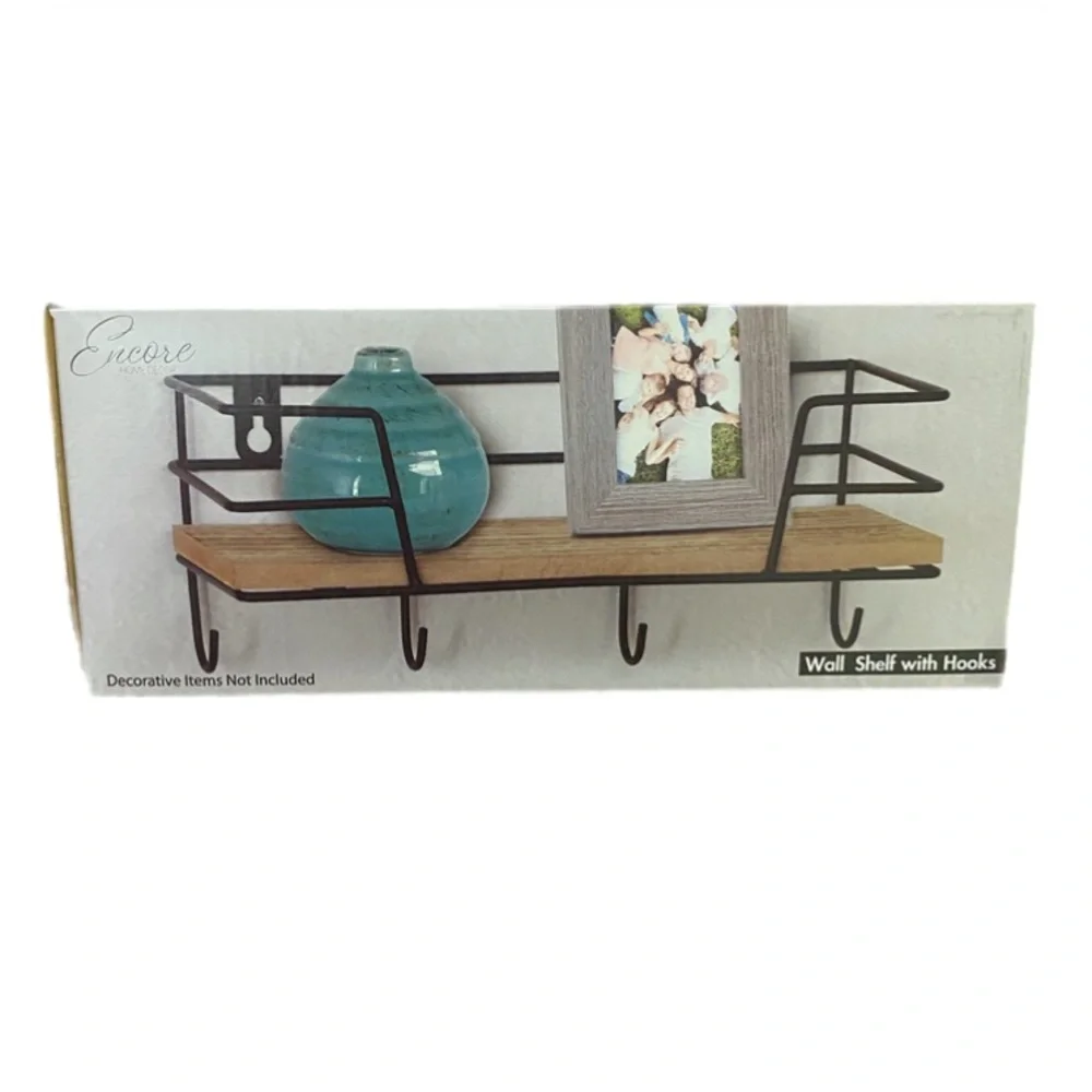 Encore Wall Hanging Shelf With Hooks New In Box!!